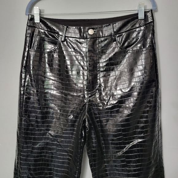 Rotate Birger Christensen Black Croc Embossed Straight Leg Rotie Pants NWT - Picture 2 of 14